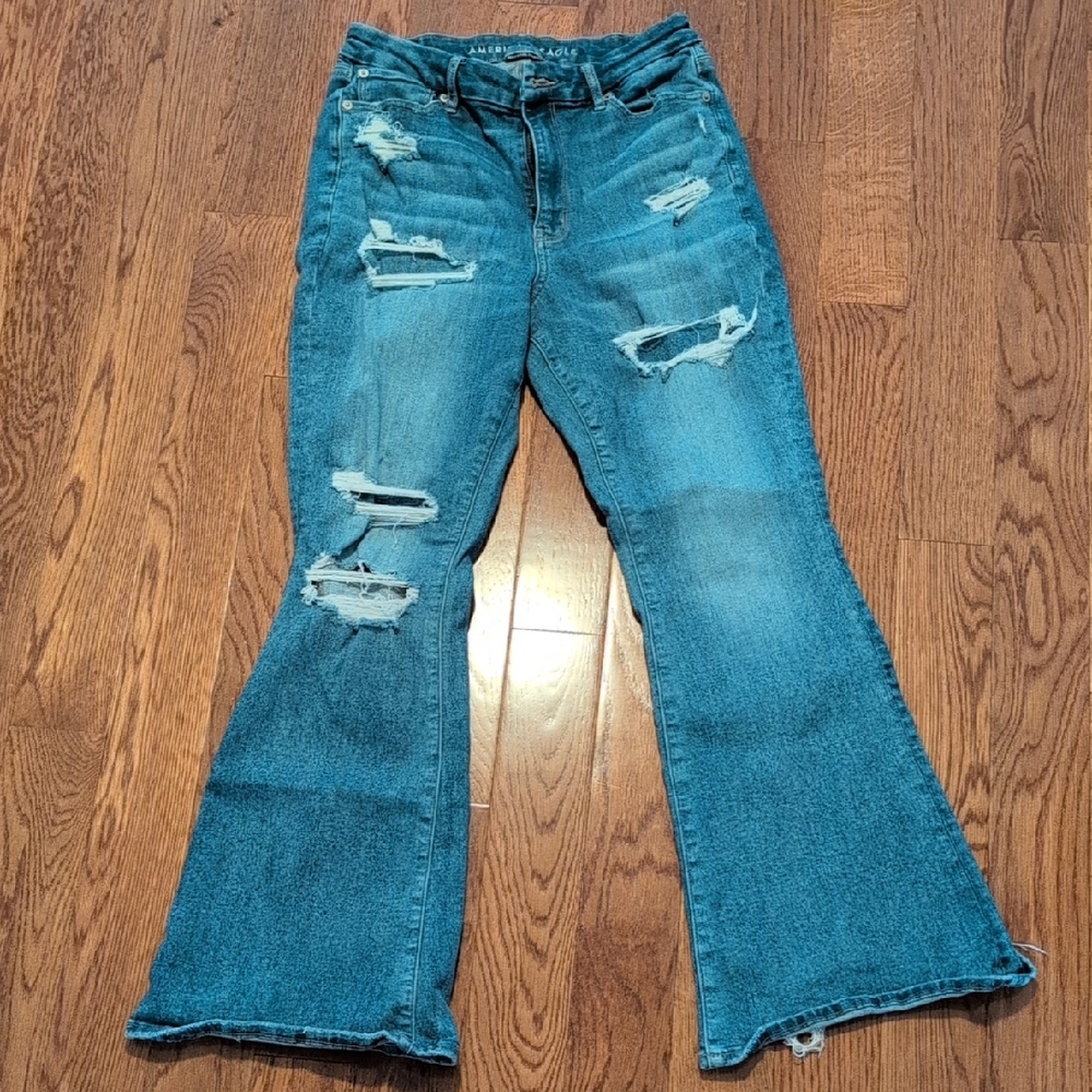 American Eagle Curvy Super High Rise Flare 8 Regular Next Level Stretch